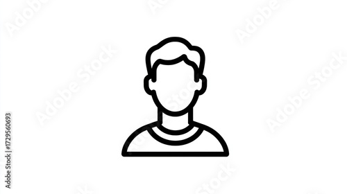Line drawing of a person, shoulders up, facing forward, on a plain white background