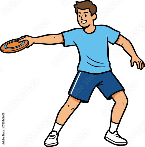 Man playing frisbee outdoors active lifestyle throwing disc sport game leisure activity