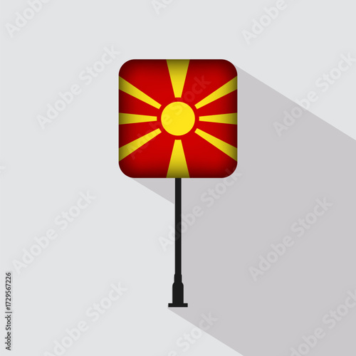 Macedonia Flag Pole Vector Illustration