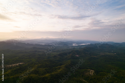 Aerial view of Brekeh Hill,Ipoh during sunrise