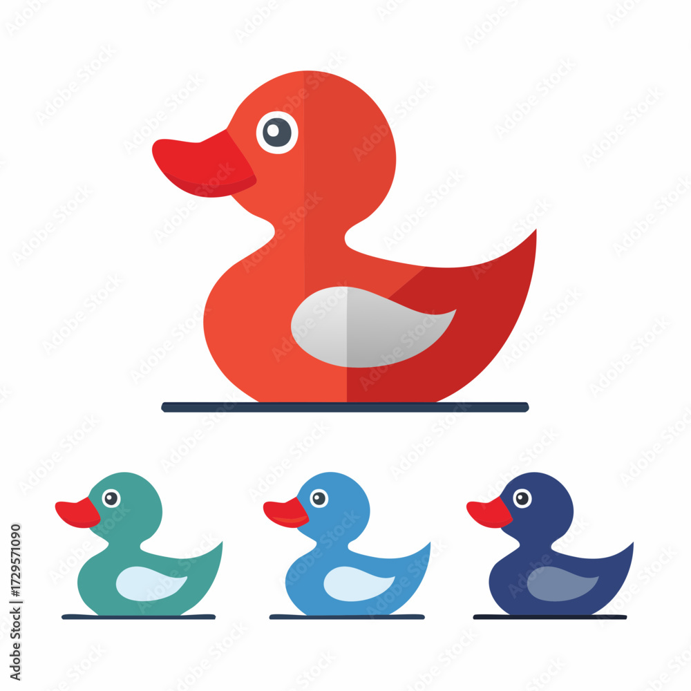 Obraz premium Duck toy icon Set Stroke, Fill and Color Vector Design Illustration on white background.