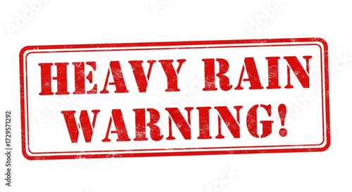 Heavy Rain Warning Announcement, Urban Area, Graphic Design, Cloudy Environment, Close-up View, Safety Precaution