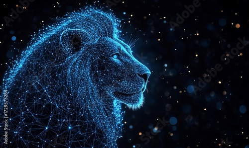 Wallpaper Mural Majestic lion, starry night, profile view, digital art Torontodigital.ca