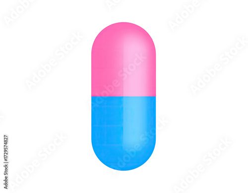 Pixelated pink and blue capsule
