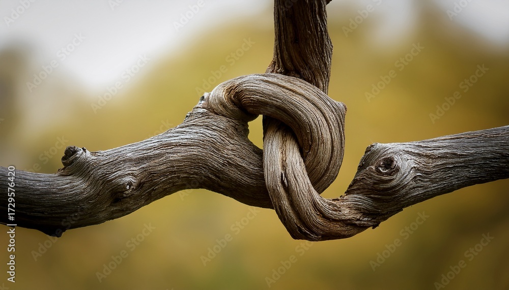 Fototapeta premium Thick And Knotted Branch Against A Bright Background Isolated Nature
