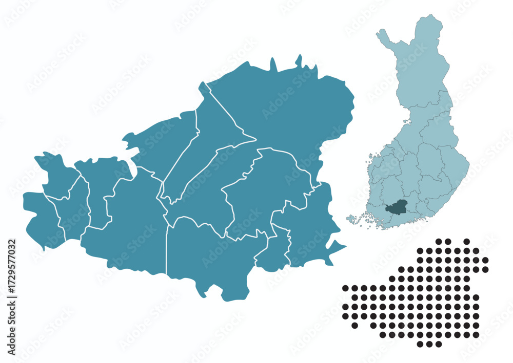 Obraz premium Set maps of Kanta-Häme province