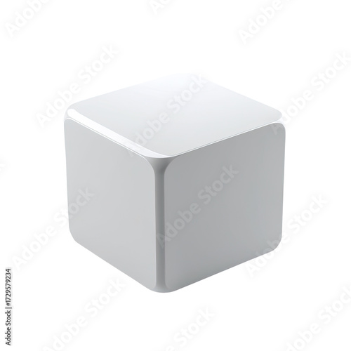 Glossy, white, rounded-corner cube floating against a black background. Simple, modern design