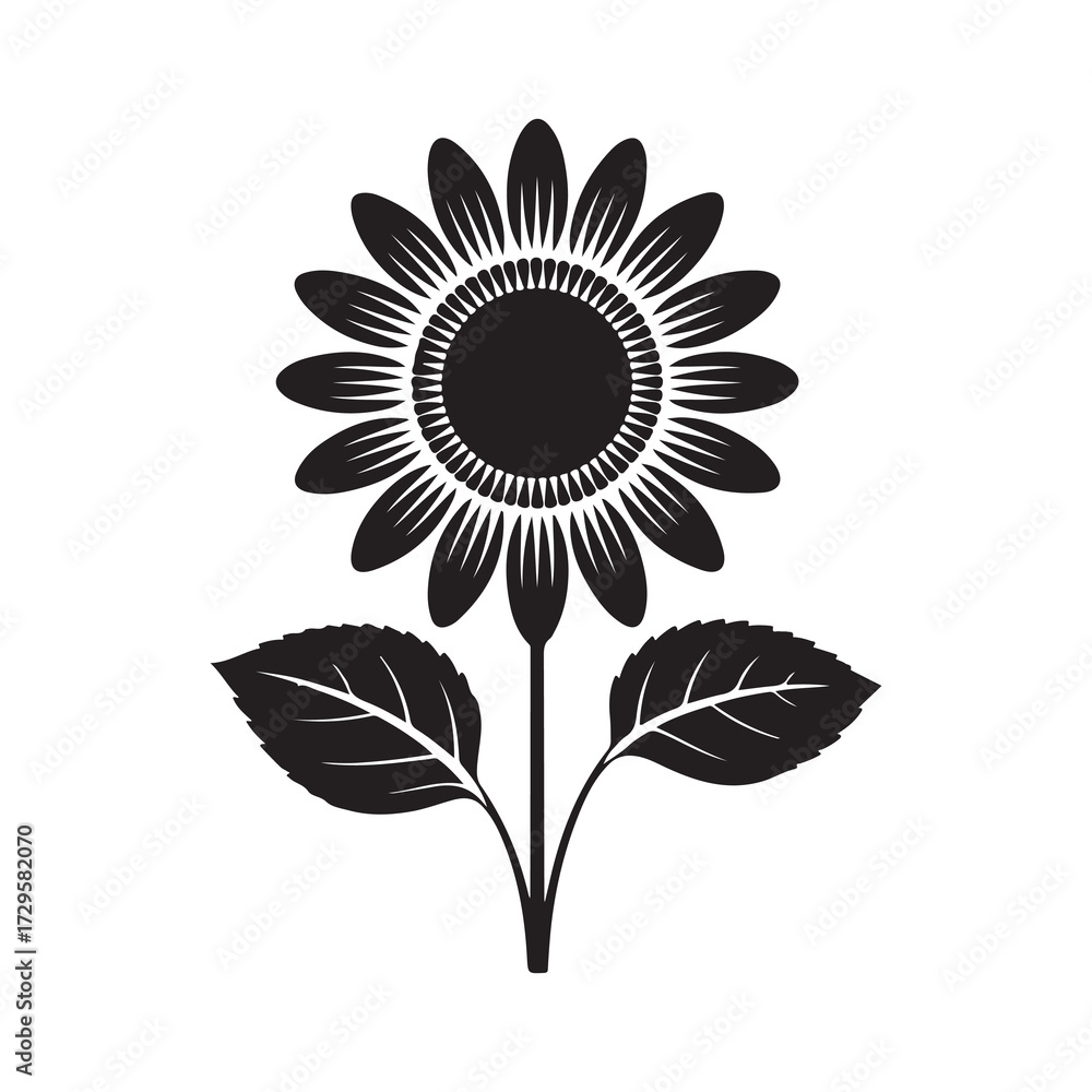 Fototapeta premium sunflower vector illustration. Minimal Floral Vector Design Isolated on White