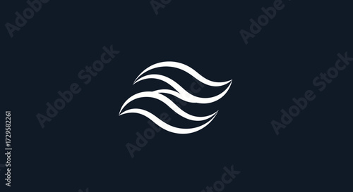 Abstract design elegant waves minimalist logo modern symbol fluid lines dynamic form.