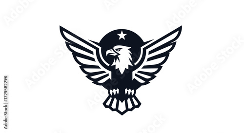 Majestic Eagle Emblem with Star Wings Spread in Silhouette.