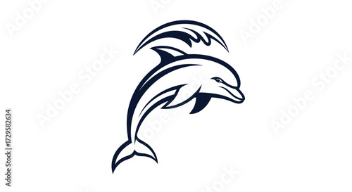 Elegant Dolphin Silhouette Leaping from the Waves: A Marine Icon.