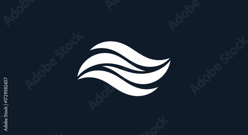 Abstract white wavy lines logo design icon.