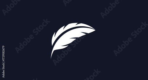 White Feather on Dark Background: Symbol of Writing and Creativity.
