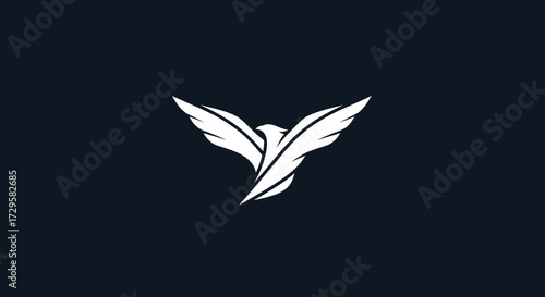 Elegant stylized bird logo design white wings.