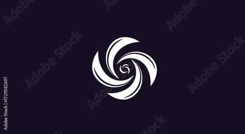 Abstract White Swirl Design on Dark Background: Modern and Minimalist.
