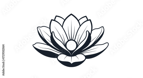 Elegant Black And White Lotus Flower Drawing.