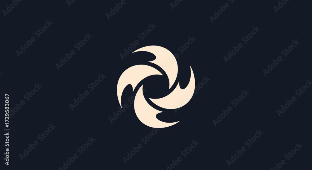 Naklejka premium Abstract circular design with four stylized flame like elements.