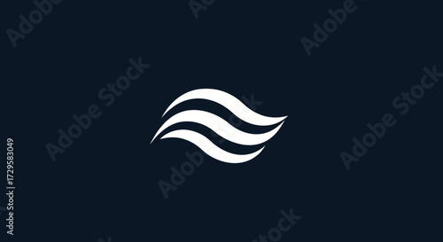 Minimalist three wave icon symbol vector graphic.