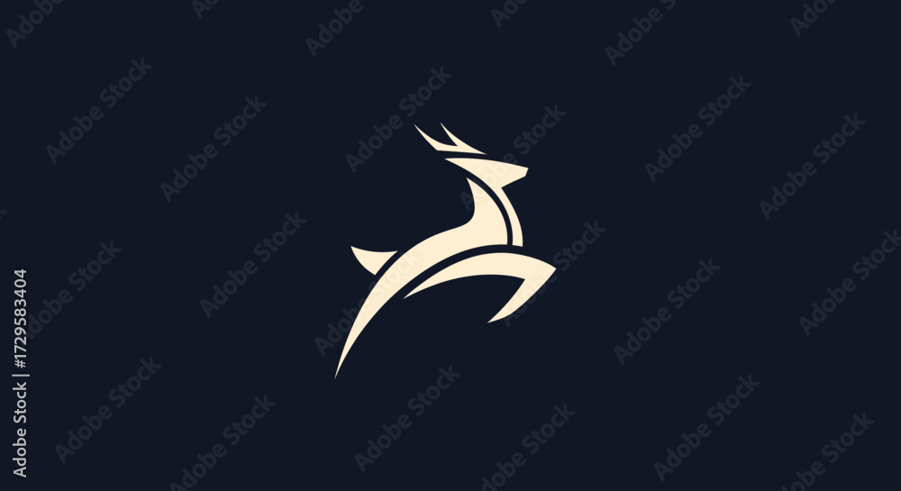 Obraz premium Elegant stylized leaping deer logo design.