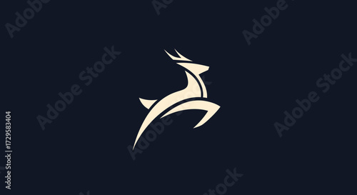 Elegant stylized leaping deer logo design.