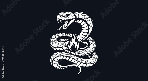 Coiled Cobra with Flame Symbol.