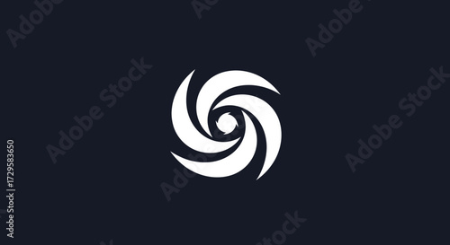 Abstract white vortex design on dark background creating a sense of motion.