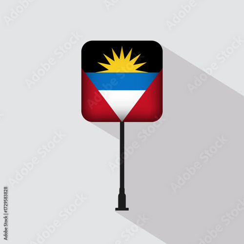 Free Download Antigua and Barbuda Square Flag Pole Vector Illustration - GFXLoad
