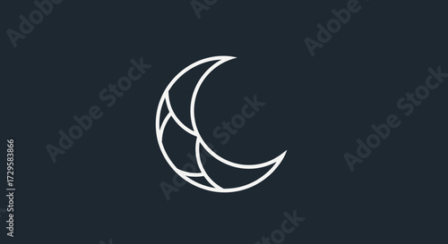 Abstract Geometric Minimalist Crescent Moon Icon For Branding And Design.
