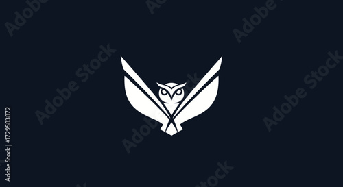 Modern minimalist white owl logo with spread wings.