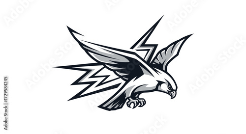 Dynamic Falcon with Lightning Bolt Logo Design.