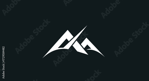 Stylized Abstract Mountain Peak Logo Design with Sharp Angles and Modern Aesthetic.