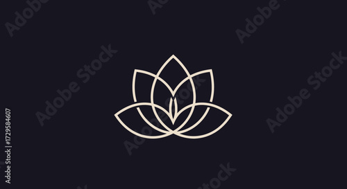 Elegant lotus flower design representing purity and spiritual growth on dark background.
