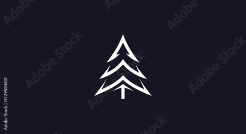Modern minimalist white pine tree logo icon design.
