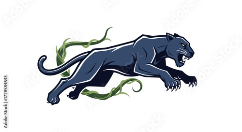 Dynamic black panther illustration powerful predator in motion.