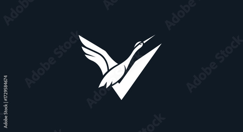 Elegant white swan logo soaring gracefully within a stylized V shape.