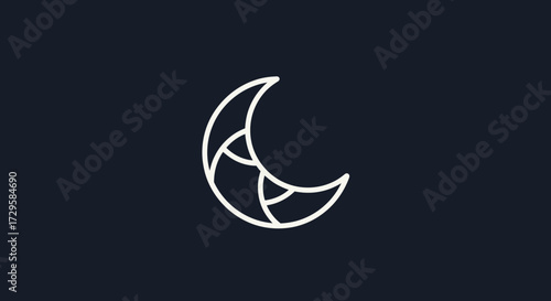 Elegant crescent moon design intricate details simple line art minimalist style celestial imagery.