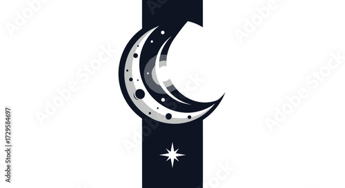 Stylized Crescent Moon with Star.