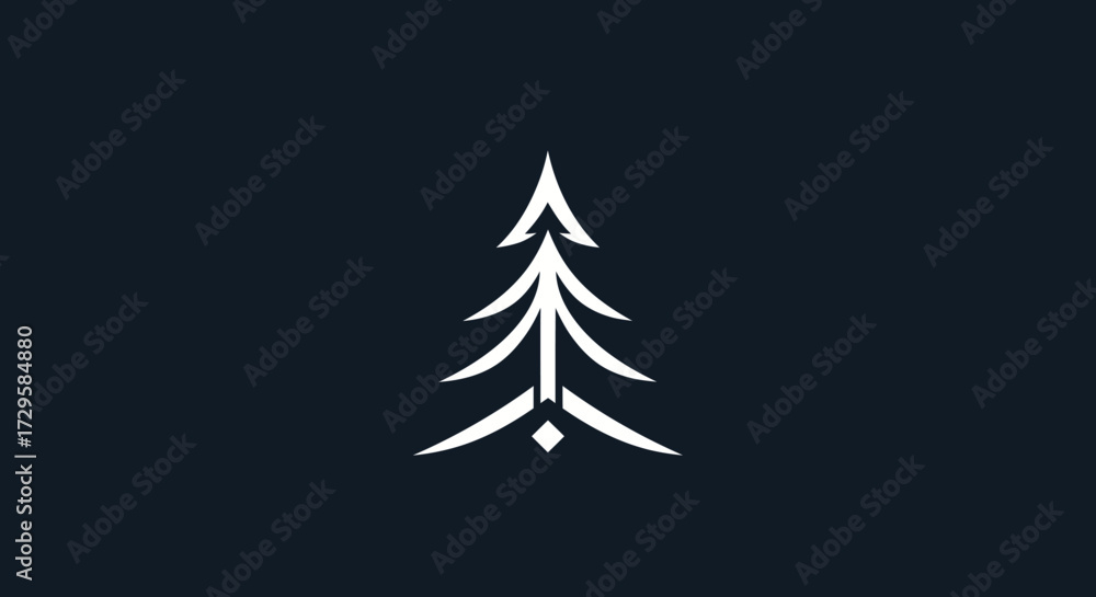 Obraz premium Minimalist tree logo design representing nature and growth in a simple style.