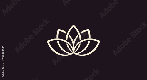 Elegant white line art lotus flower logo design.