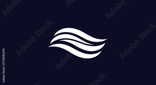 Abstract white wavy lines flowing horizontally on a dark background.