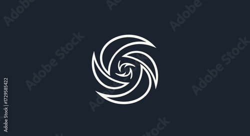 Abstract White Swirl Design on Dark Background.