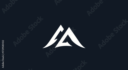 Modern abstract white symbol mountain peak stylized letter A logo.