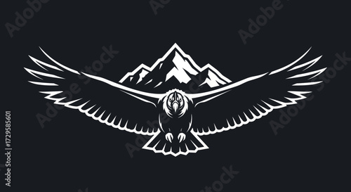 Majestic Andean Condor Soaring Above Mountain Peaks.