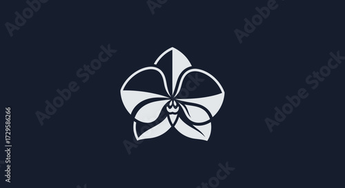 Elegant white orchid flower logo design icon.