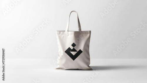 Minimalist Tote Bag Mockup with Geometric Logo Design.