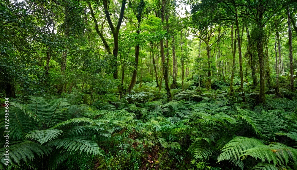 Fototapeta premium Lush Forest With Lots Of Green Plants