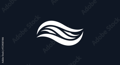 Abstract white wave logo design element icon.