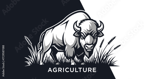 Powerful Bison in Grassland Majestic Animal.
