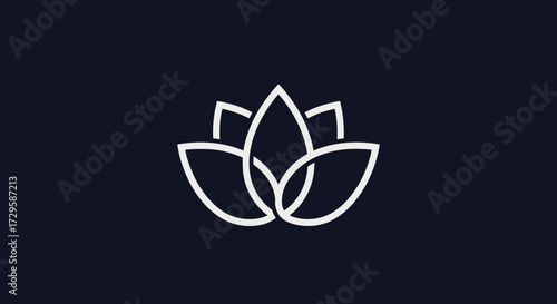 Elegant minimalist white lotus flower icon symbol for wellness and spirituality.