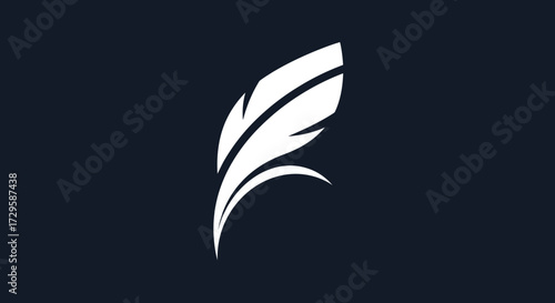 Elegant white feather logo design on a dark background representing creativity and writing.